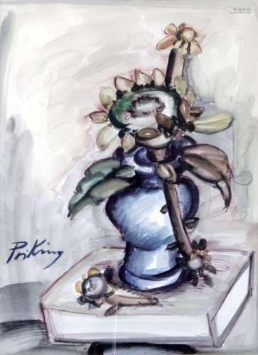 FRANTZ PRIKING (1929 197) Vase de fleurs. Aquarell…