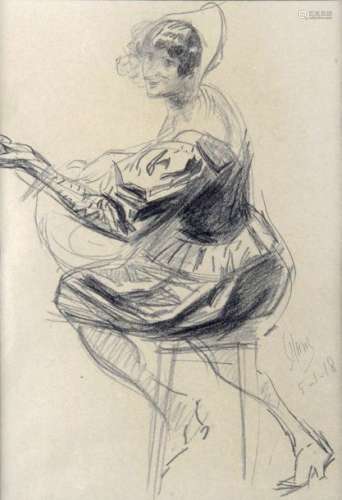 JULES CHERET (1836 1932), La musicienne 1918 Fusai…