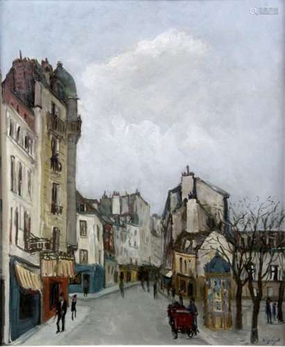 ALPHONSE QUIZET (1885 1955) Rue animée à Montmartr…