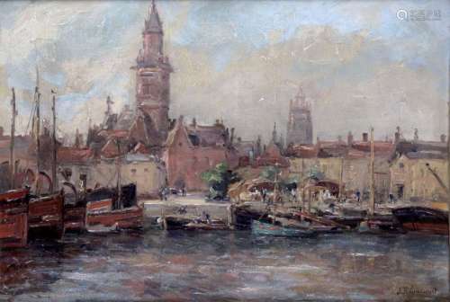 JULES RIBECOUT (1866 1932) Le port de Dunkerque. H…