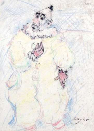 CELSO LAGAR (1891 1966), Le Clown Crayon de couleu…