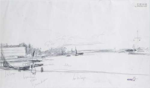 PAUL ELIE GERNEZ 1888 1948. Le port. Dessin signé …