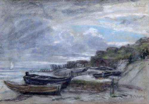 EUGÈNE BOUDIN (1824 1898), Barque sur la grève Pas…