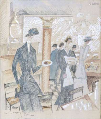 JEAN EMILE LABOUREUR (1877 1943), Le salon de thé,…