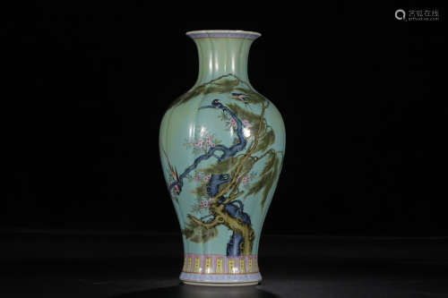A Chinese Enamel Turquoise Porcelain Vase