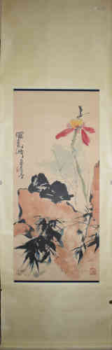 A Chinese Bird-and-flower Painting, Pan Tianshou Mark