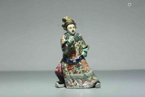 A Chinese Famille Rose Porcelain Figure Statue