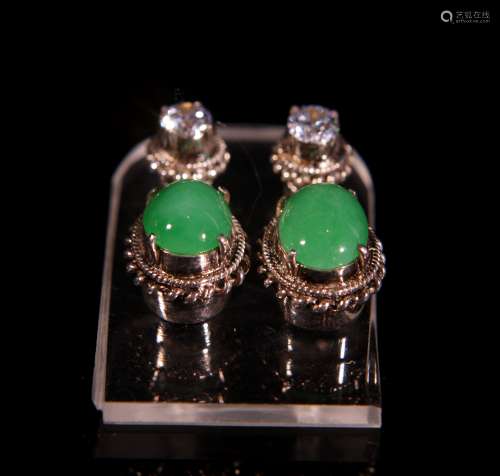 A Pair of Chinese Jadeite Earrings
