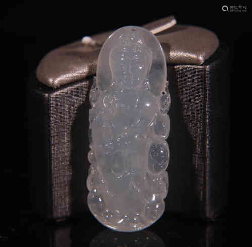A Chinese Jadeite Guanyin Pendant