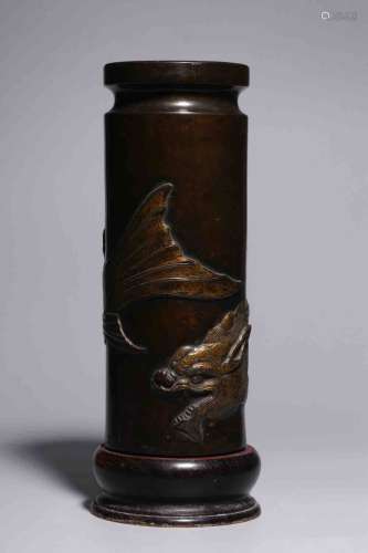 A Chinese Carved Bronze Beaker Vase