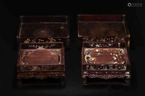A Pair of Chinese Rosewood 2-layered Pencilboxes
