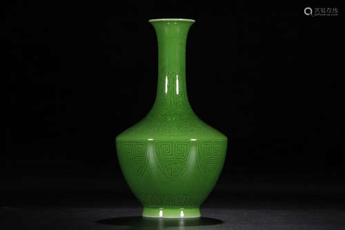 A Chinese Green Glazed Porcelain Flask