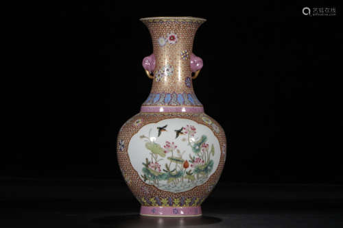 A Chinese Famille Rose  Porcelain Plum Vase