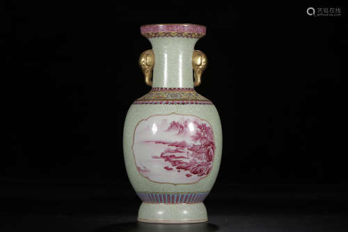 A Chinese Famille Rose Floral Porcelain Dish-mouthed Vase