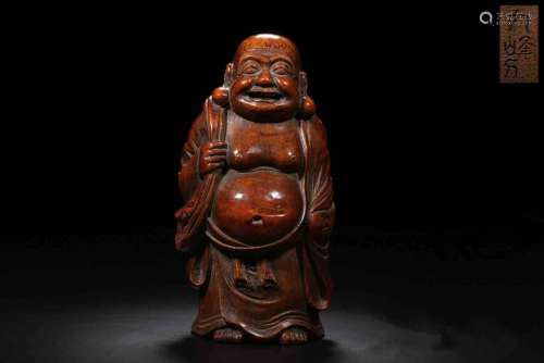 A Chinese Bamboo Carved Monk