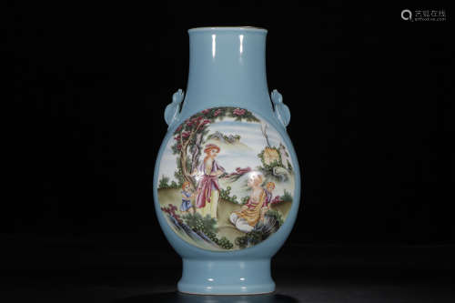 A Chinese Celadon Glazed Gilt Porcelain Zun