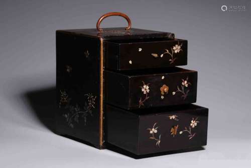 A Chinese Laquered Wood Cabinet Case 