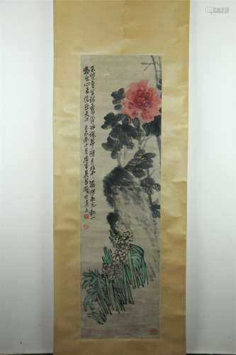 A Chinese Flower-and-plant Painting, Wu Changshuo Mark