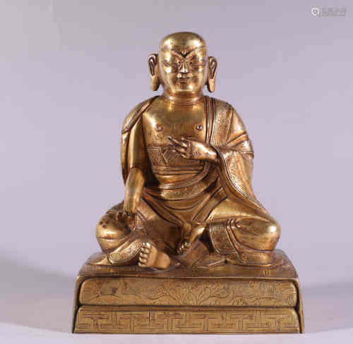 A Bronze Gilding Buddha Statue of Luohan