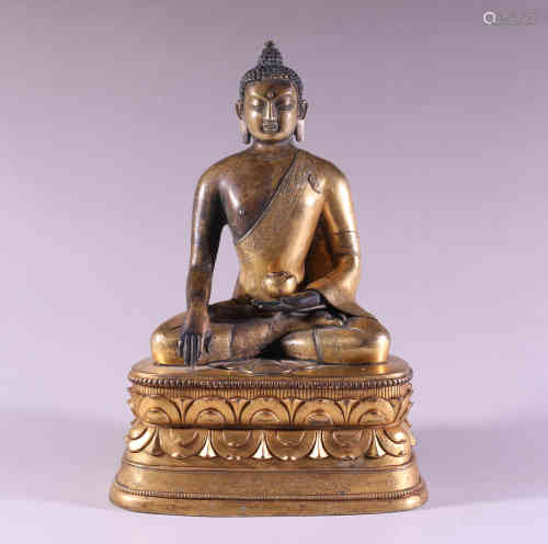A Bronze Gilding Buddha Statue of Sakyamuni