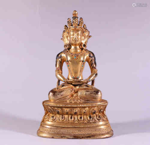 A Bronze Gilding Buddha Statue of Amitabha