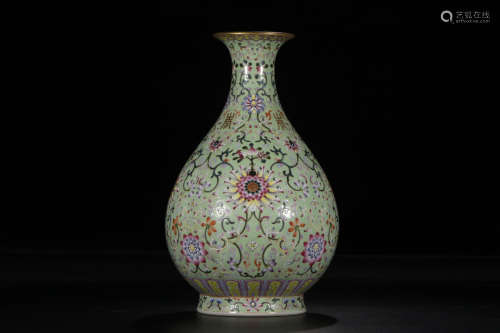 A Chinese Famille Rose Gilt Floral Porcelain Yuhuchunping