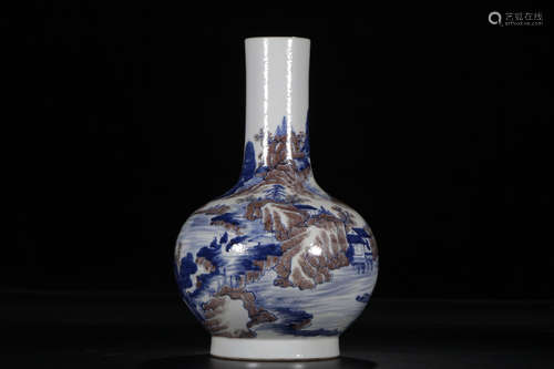 A Chinese Blue and White Underglazed Red Porcelain Vase