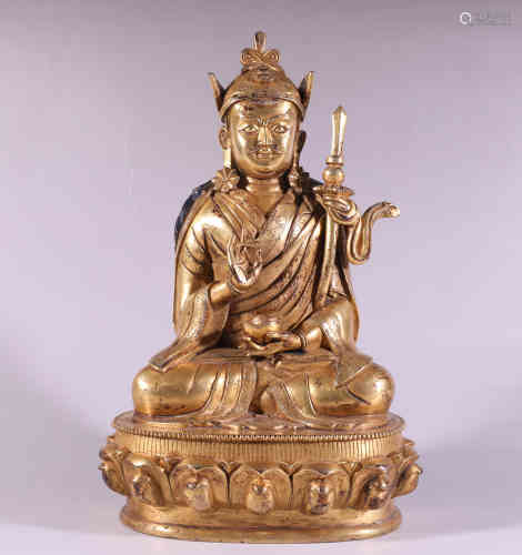 A Bronze Gilding Buddha Statue of Padmasambhava