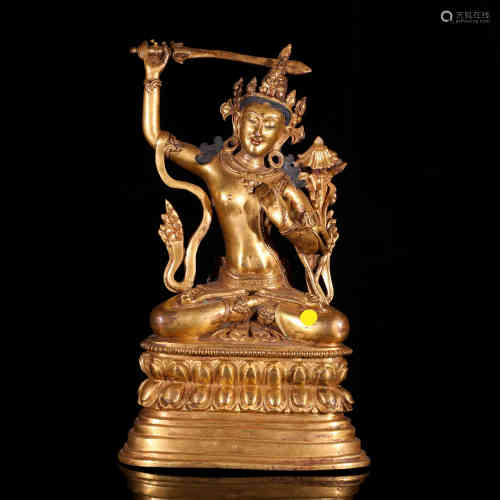 A Bronze Gilding Statue of Manjushri