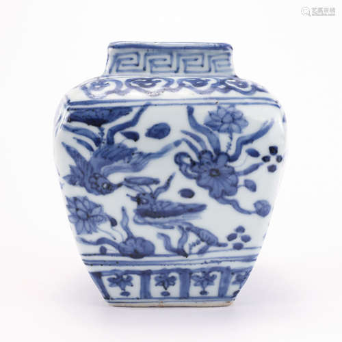 A Blue and White Lotus Pond Jar