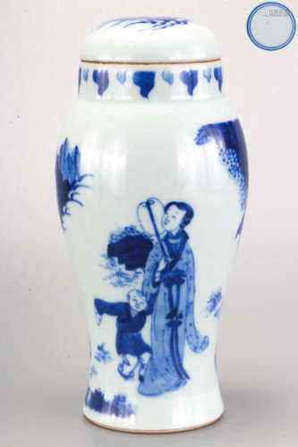 A Blue and White Figural Bottle Vase