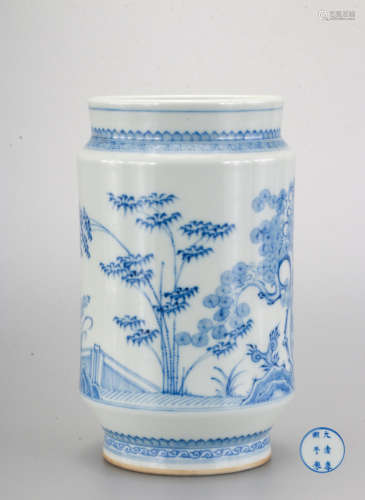 A Blue and White Lantern Vase
