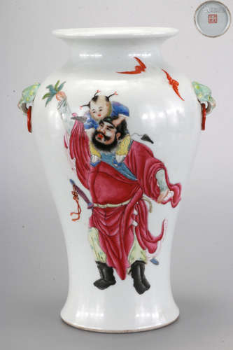 A Famille Rose Figural Vase