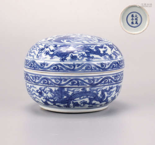 A Blue and White Dragon Paste Box