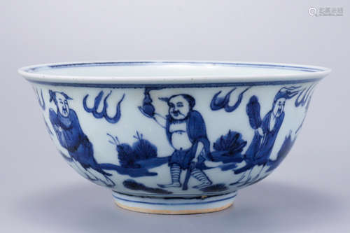 A Blue and White Figural Bowl