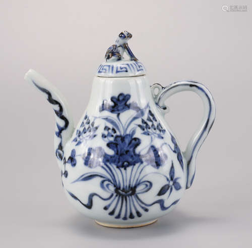 A Blue and White Lotus Ewer