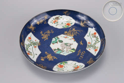 A Blue Ground Floral Plate