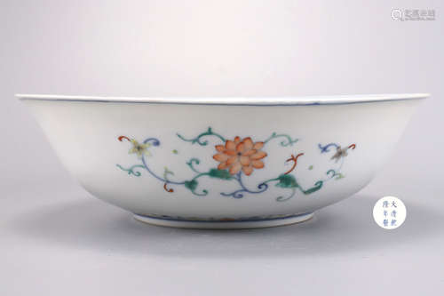 A Doucai Glazed Flower and Bird Bowl