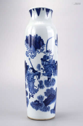 A Blue and White Figures Sleeve Vase