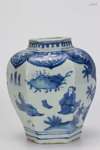 A Blue and White Figural Jar