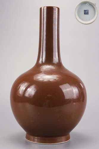 An Aubergine Glazed Bottle Vase