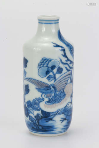 An Underglaze Blue and Copper Red Phoenix Snuff Bottle