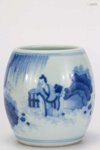 A Blue and White Figural Jar