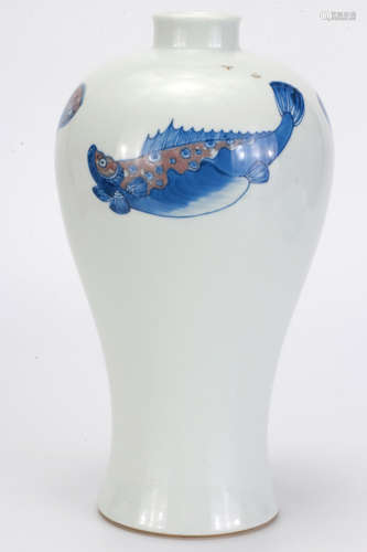 An Underglaze Blue and Copper Red Meiping