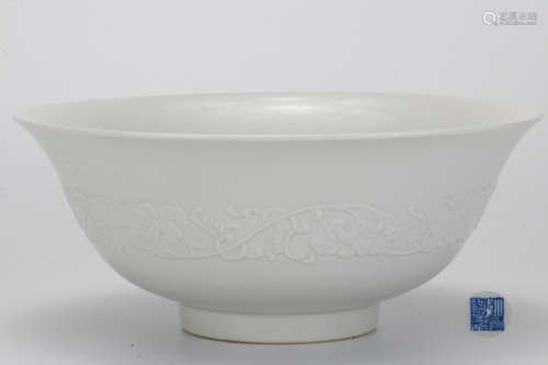 A Tianbai Glazed Lotus Scrolls Bowl