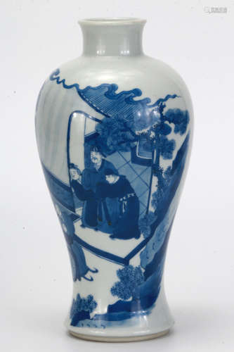 A Blue and White Figural Meiping