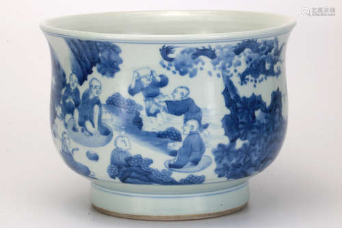 A Blue and White Figures in Landscape Censer