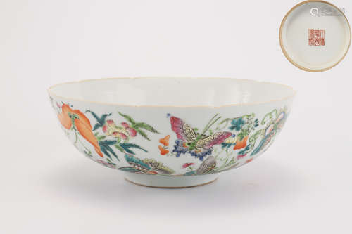 A Famille Rose Peonies Bowl