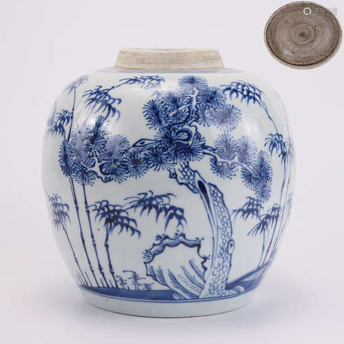 A Blue and White Pine Bamboo and Plum Jar