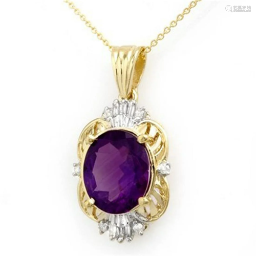 Genuine 5.23 ctw Amethyst & Diamond Pendant …